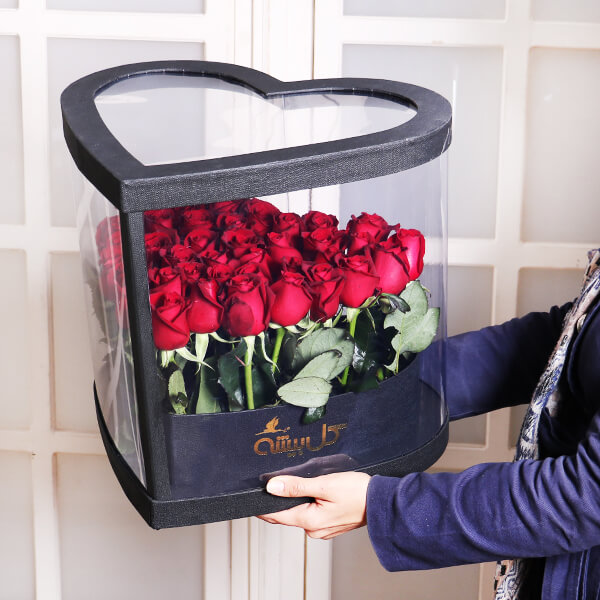 باکس گل قلب ، باکس گل لاکچری - جعبه گل قلب - سفارش آنلاین گل - خرید گل - خرید آنلاین گل